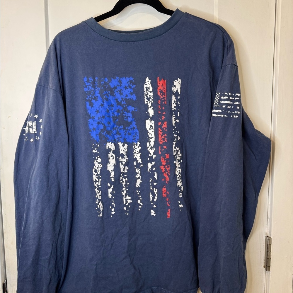 USA flag Red and Blue Long Sleeve Graphic Tee